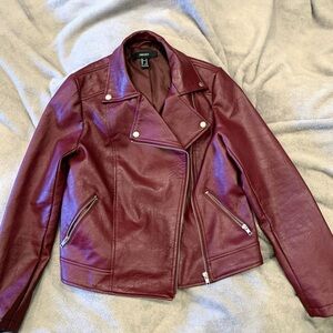 Women's Burgundy Leather Jacket